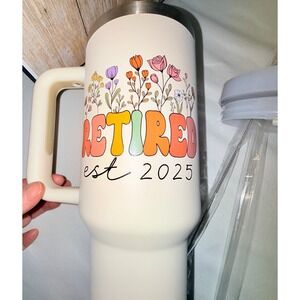Tumbler 40oz Cream NEW-NO BOX Retired est 2025 Floral Retro Handle
